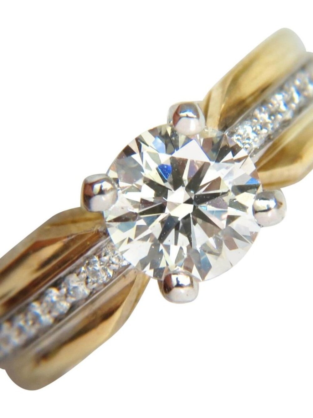 GIA CERTIFIED 1.26CT J/SI ROUND BRILLIANT DIAMOND BEAD SET PLATINUM 18KT RING*